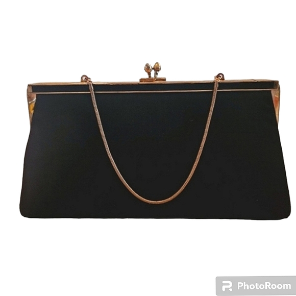 Ande Handbags - Vintage Ande Satin and Gold Evening Clutch Purse